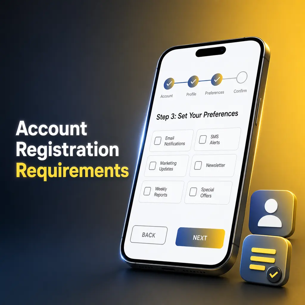 18+ account registration requirements for UK online gambling platform showing legal compliance rules