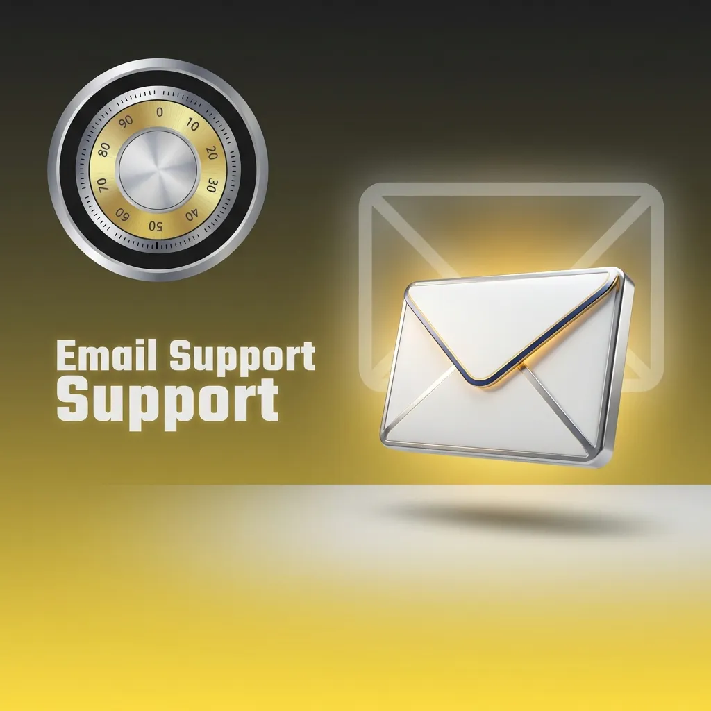 Email support interface showing contact options for detailed inquiries, document submissions, and account assistance