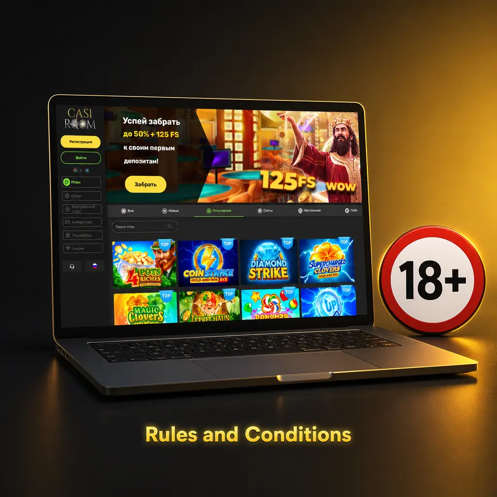 Casiroom rules and conditions covering age limits, account policies, bonuses, and fraud prevention for fair gaming