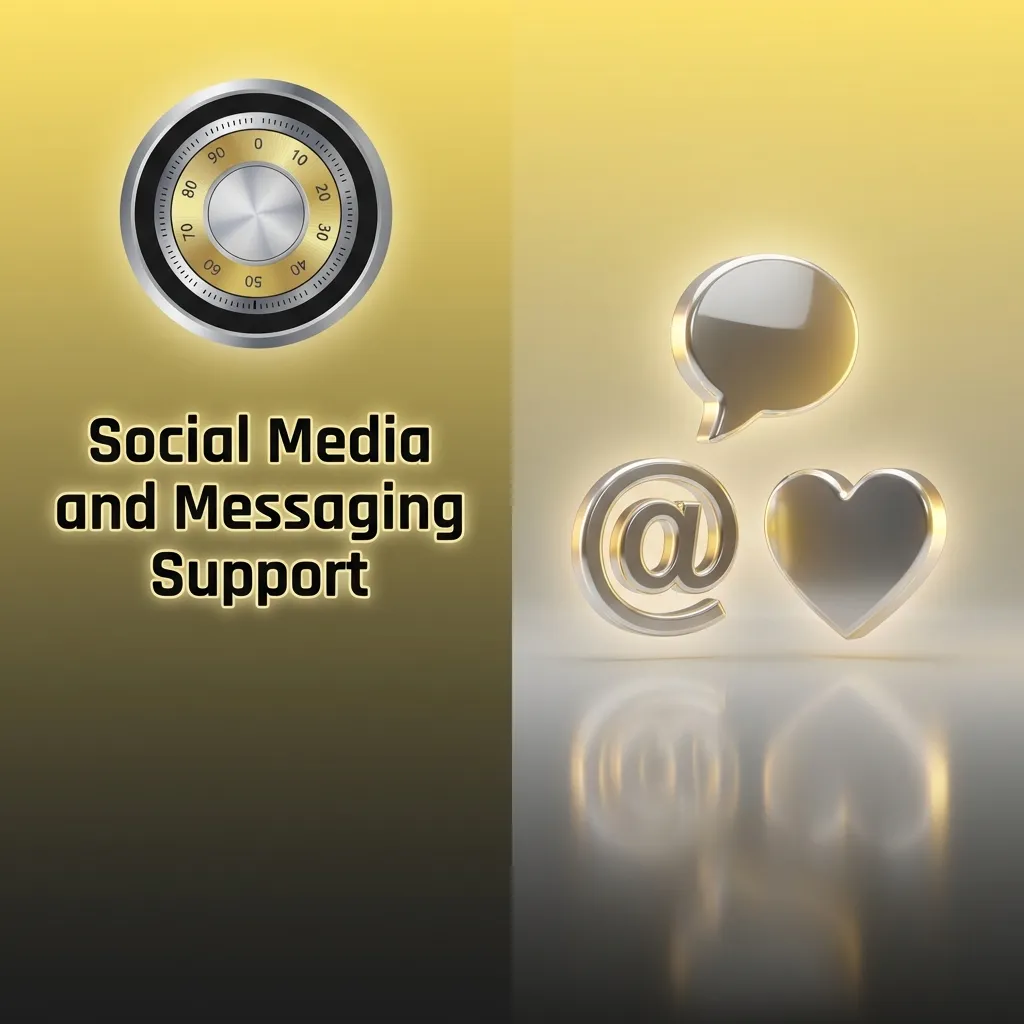 Customer support representatives assisting users through various social media and messaging platform icons