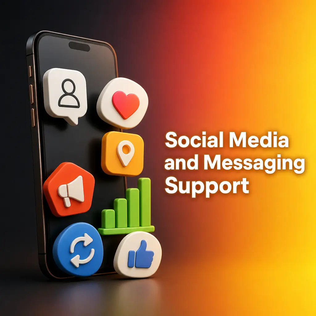 Casiroom social media and messaging support via WhatsApp, Telegram, Facebook Messenger and Twitter for quick enquiries