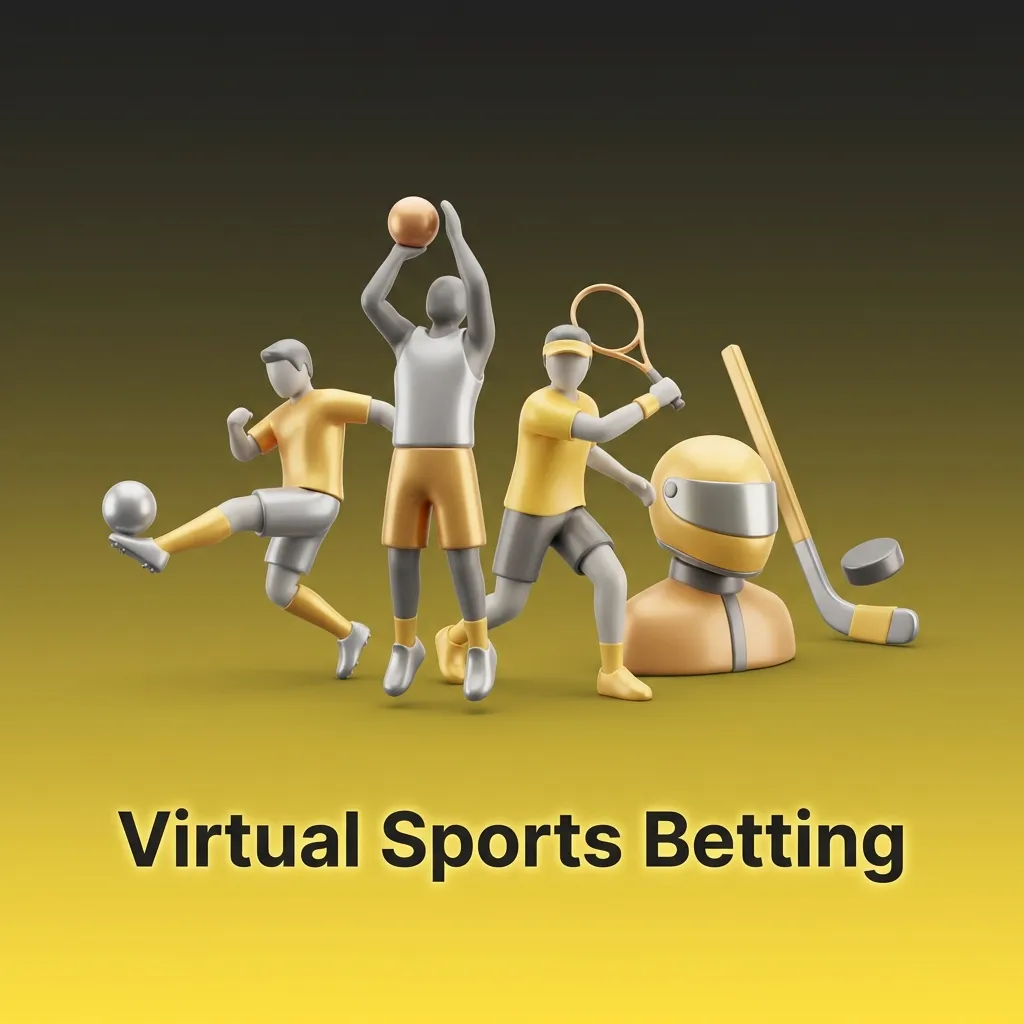 Animated virtual sports betting interface showing football, horse racing, greyhounds, and motor racing events