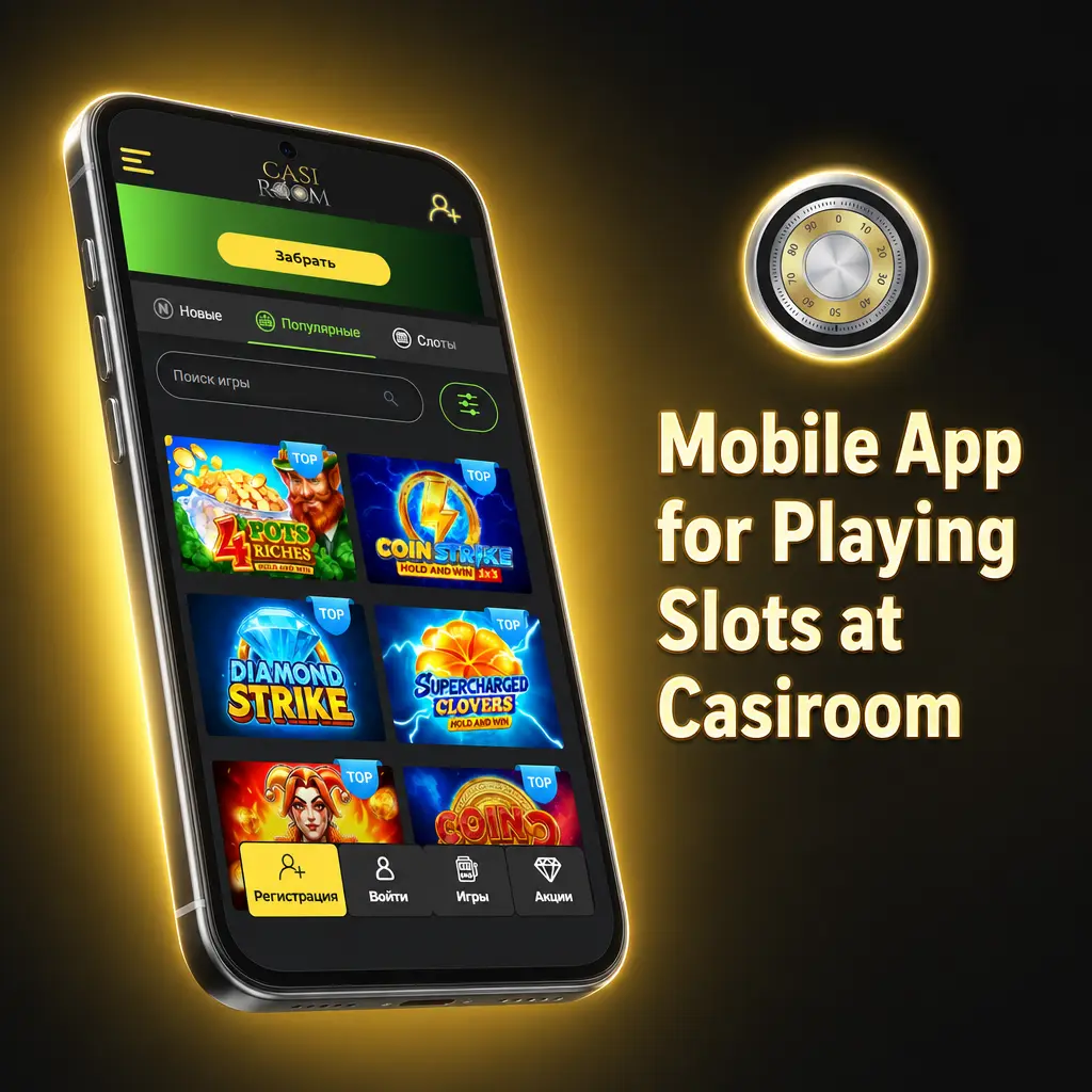 Casiroom mobile app interface for playing slots on iOS and Android with full slot library access