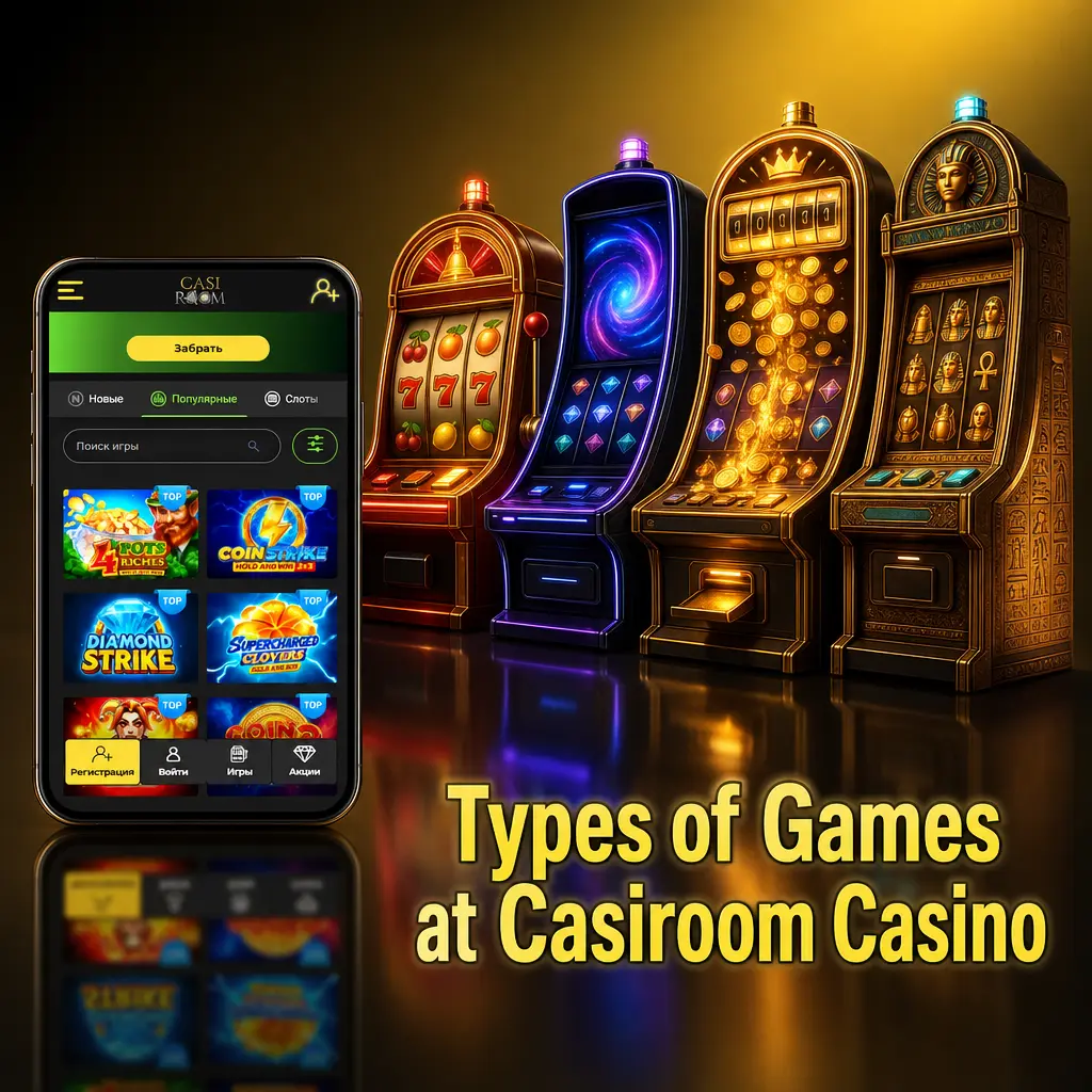 Casiroom Casino game lobby featuring slots, crash games, table games, jackpots, and scratch cards for UK players