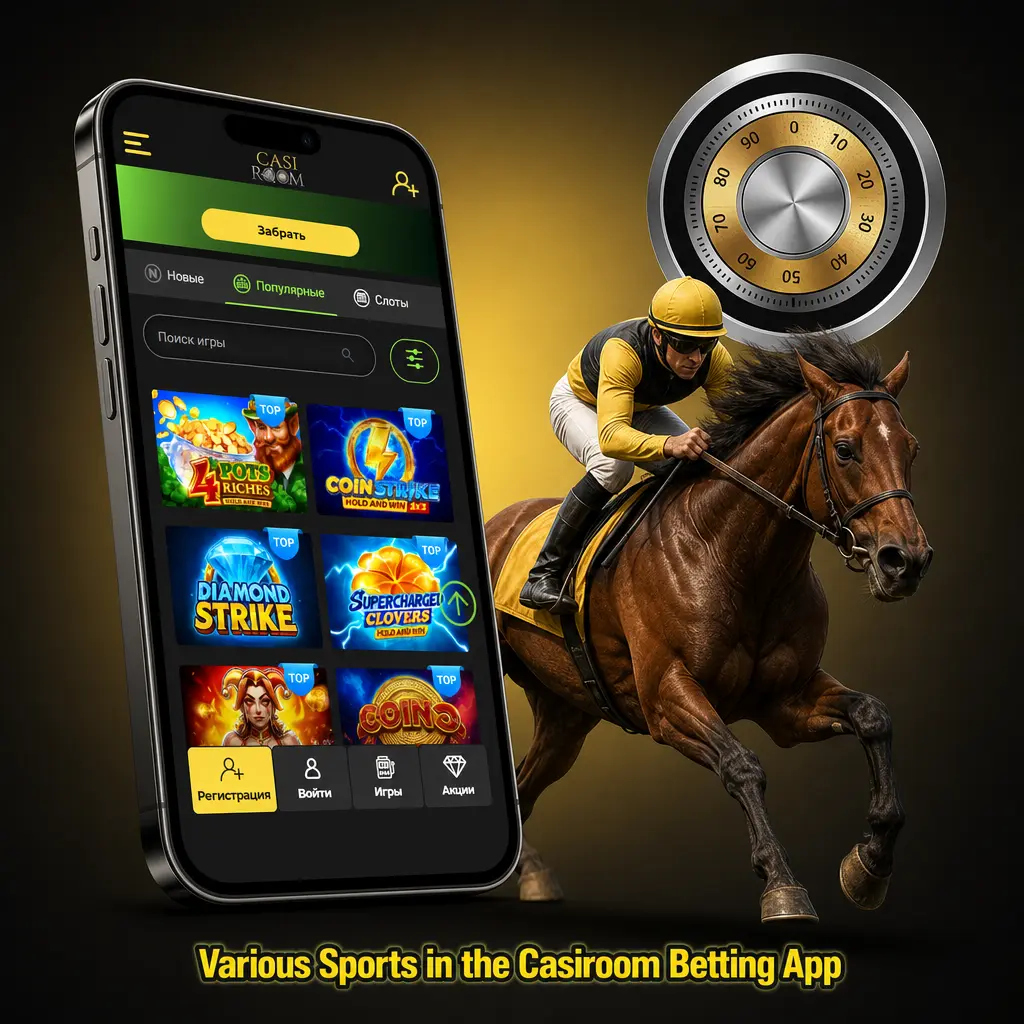 Casiroom betting app displaying various sports including football, tennis, basketball, eSports, and more with live and pre-match options